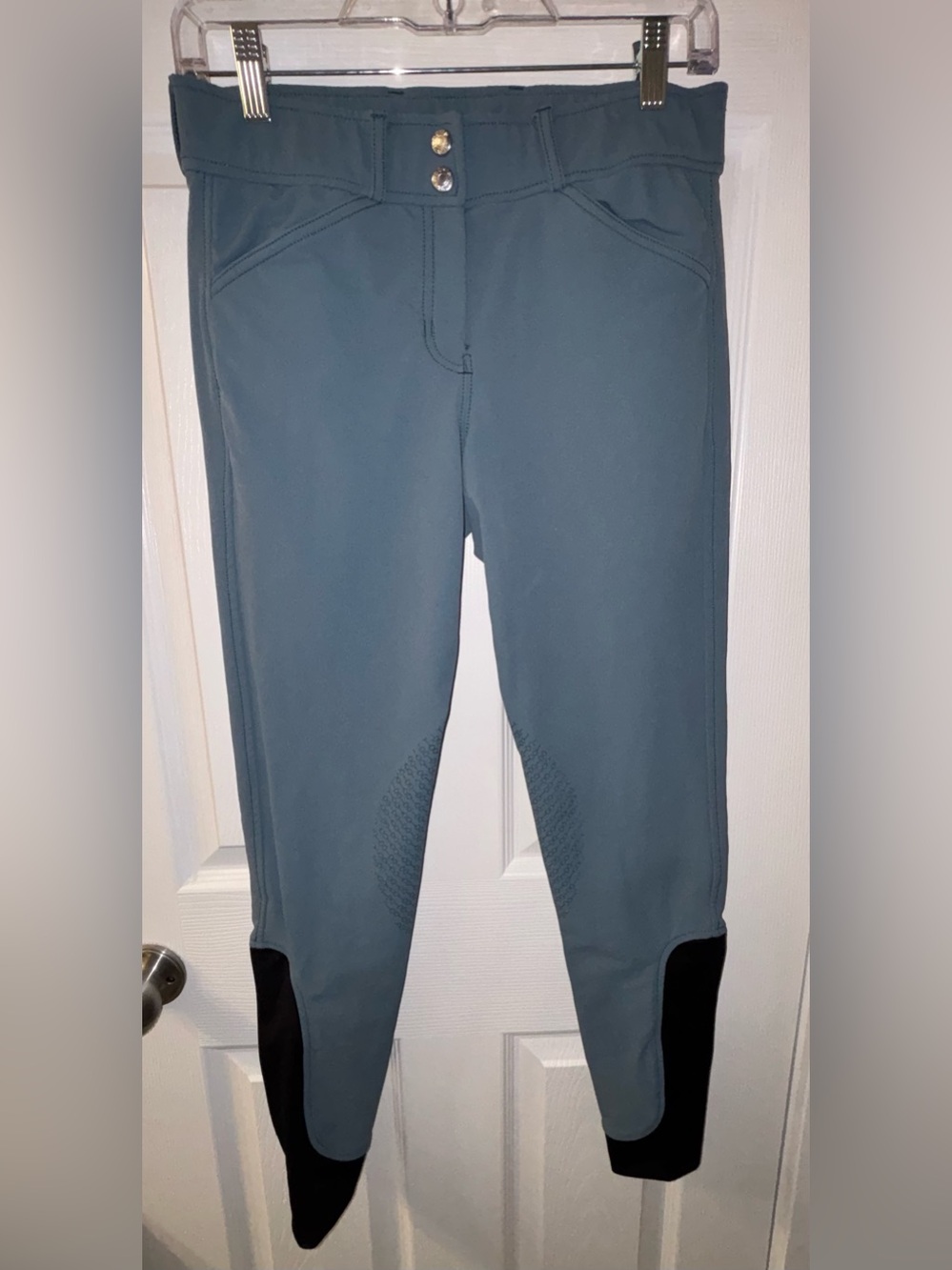 Dover Saddlery Riding Breeches – Blue‑Gray Knee Patch (Size 28)